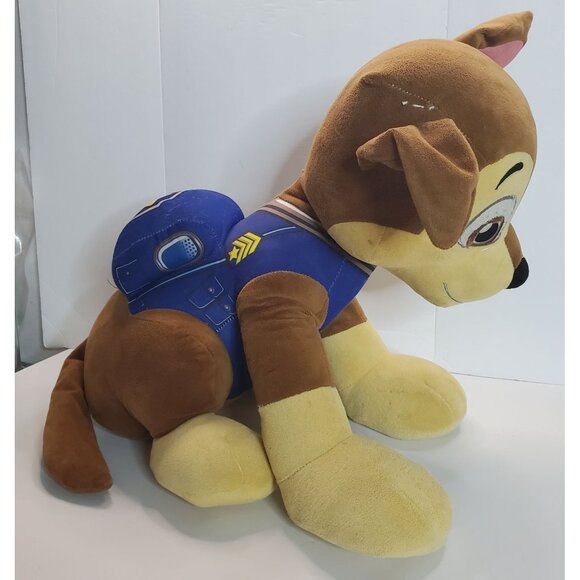 Paw Patrol Chase Plush Toy Sitting 17" Brown & Blue Polyester Stuffed Animal - Picture 2 of 16